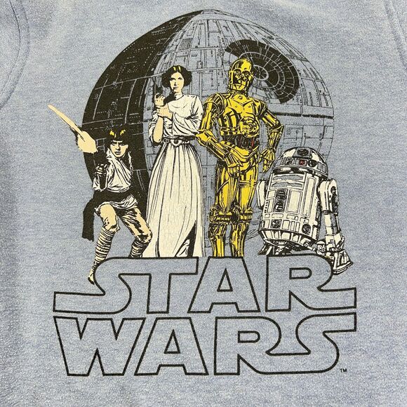 Star Wars Youth Medium Long Sleeve Fleece Hoodie Pullover Logo Blue Sweatshirt - Picture 2 of 12